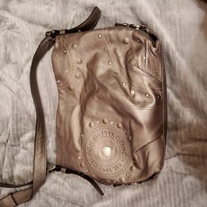 Coach Leather Shoulder Bag with decorative accents